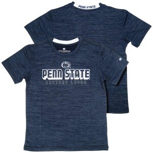 navy heather youth short sleeve performance t-shirt, Penn State Nittany Lions on front